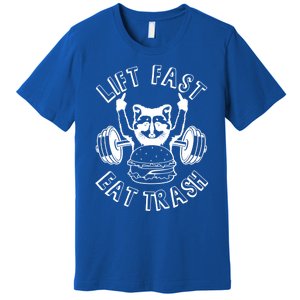 Lift Fast Eat Trash Racoon Gym And Fitness And Gift Premium T-Shirt