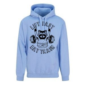 Lift Fast Eat Trash Racoon Gym And Fitness And Gift Unisex Surf Hoodie