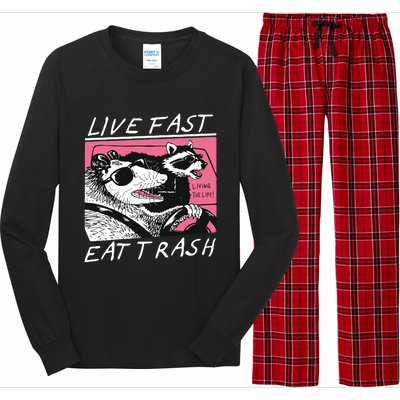 Live Fast Eat Trash Animal Funny Raccoon Long Sleeve Pajama Set