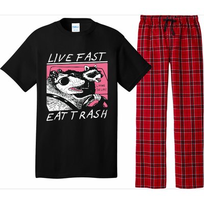 Live Fast Eat Trash Animal Funny Raccoon Pajama Set