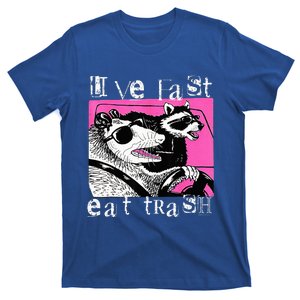 Live Fast Eat Trash Funny Possum Racoon Retro Sunglasses T-Shirt