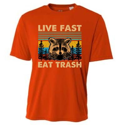 Live Fast Eat Trash Funny Raccoon Camping Vintage Retro Gift Cooling Performance Crew T-Shirt