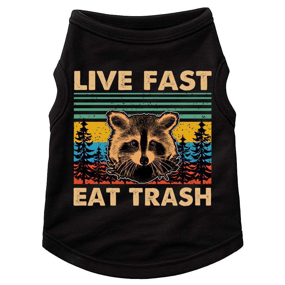 Live Fast Eat Trash Funny Raccoon Camping Vintage Retro Gift Doggie Tank