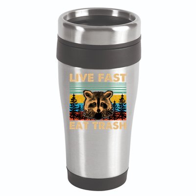 Live Fast Eat Trash Funny Raccoon Camping Vintage Retro Gift 16oz Travel Tumbler