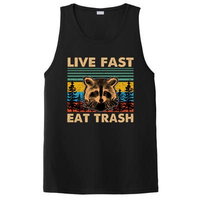 Live Fast Eat Trash Funny Raccoon Camping Vintage Retro Gift PosiCharge Competitor Tank