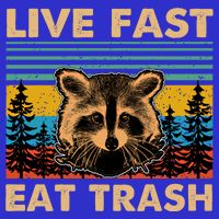 Live Fast Eat Trash Funny Raccoon Camping Vintage Retro Gift Button