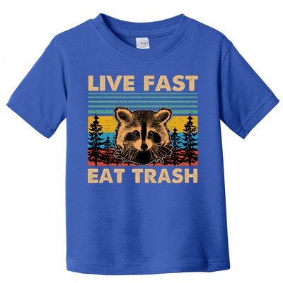 Live Fast Eat Trash Funny Raccoon Camping Vintage Retro Gift Toddler T-Shirt