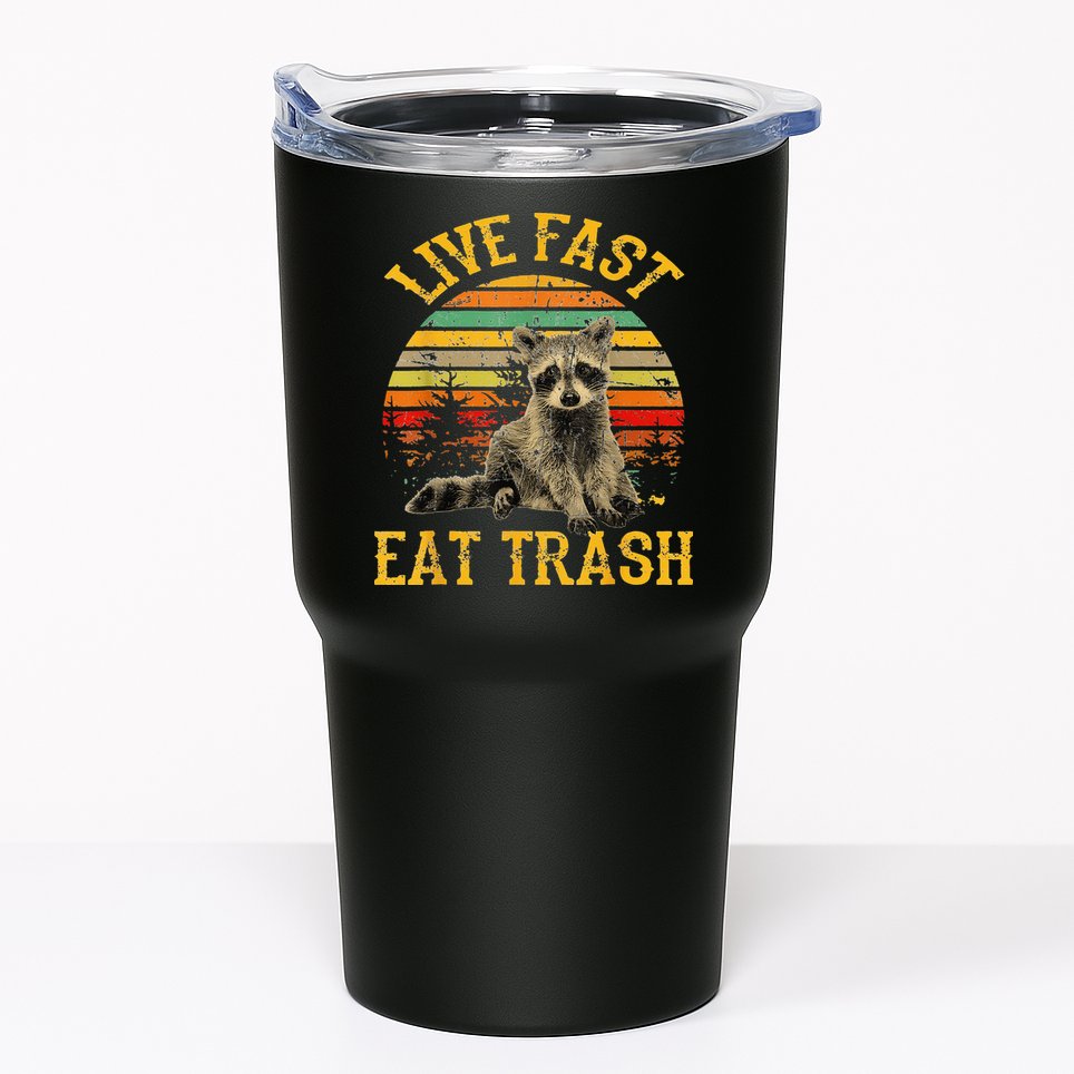 Live fast eat Trash Funny Raccoon Camping Vintage Tumbler