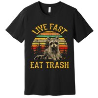 Live fast eat Trash Funny Raccoon Camping Vintage Premium T-Shirt