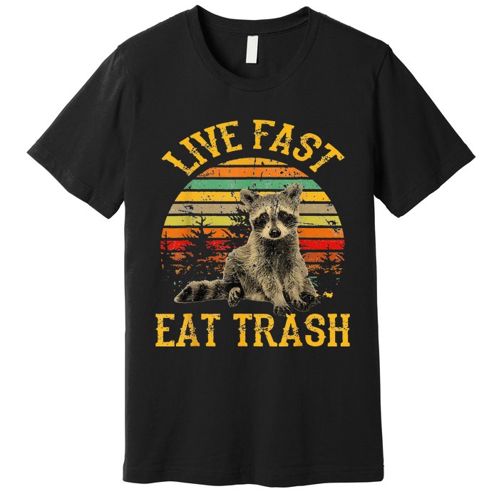 Live fast eat Trash Funny Raccoon Camping Vintage Premium T-Shirt