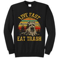 Live fast eat Trash Funny Raccoon Camping Vintage Tall Sweatshirt