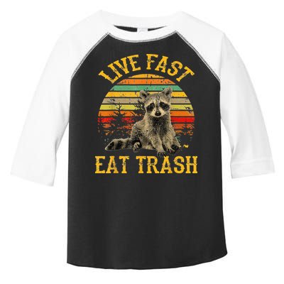 Live fast eat Trash Funny Raccoon Camping Vintage Toddler Fine Jersey T-Shirt