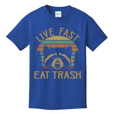 Live Fast Eat Trash Raccoon Retro Vintage Trash Pandas Gift Kids T-Shirt