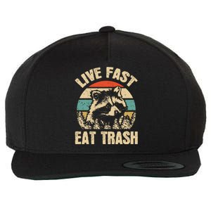 Live Fast Eat Trash Funny Raccoon Camping Or Hiking Lover Wool Snapback Cap