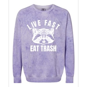 Live Fast Eat Trashfunny Gift Funny Raccoon Design Gift Colorblast Crewneck Sweatshirt