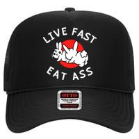 Live Fast Eat Ass Bunny High Crown Mesh Back Trucker Hat