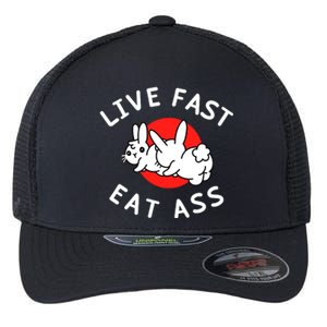 Live Fast Eat Ass Bunny Flexfit Unipanel Trucker Cap