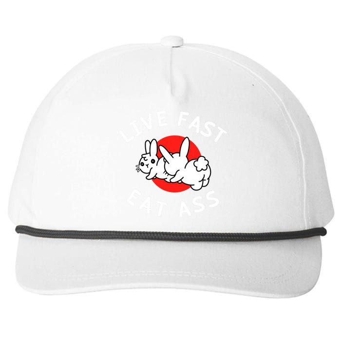 Live Fast Eat Ass Bunny Snapback Five-Panel Rope Hat