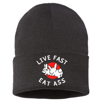 Live Fast Eat Ass Bunny Sustainable Knit Beanie