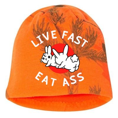 Live Fast Eat Ass Bunny Kati - Camo Knit Beanie