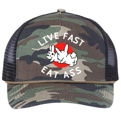 Live Fast Eat Ass Bunny Retro Rope Trucker Hat Cap