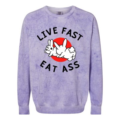 Live Fast Eat Ass Shirts Funny Bunny Colorblast Crewneck Sweatshirt