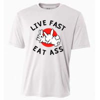 Live Fast Eat Ass Shirts Funny Bunny Cooling Performance Crew T-Shirt