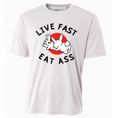 Live Fast Eat Ass Shirts Funny Bunny Cooling Performance Crew T-Shirt