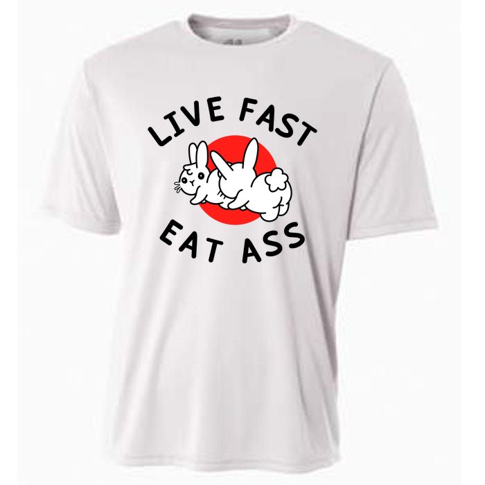 Live Fast Eat Ass Shirts Funny Bunny Cooling Performance Crew T-Shirt