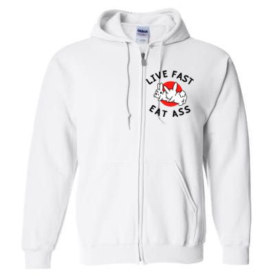 Live Fast Eat Ass Shirts Funny Bunny Full Zip Hoodie