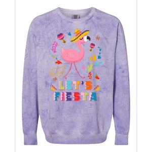 Let's Fiesta Flamingo Cinco De Mayo Colorblast Crewneck Sweatshirt