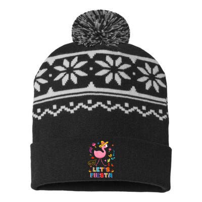 Let's Fiesta Flamingo Cinco De Mayo USA-Made Snowflake Beanie