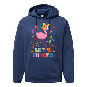 Let's Fiesta Flamingo Cinco De Mayo Performance Fleece Hoodie