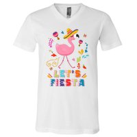 Let's Fiesta Flamingo Cinco De Mayo V-Neck T-Shirt