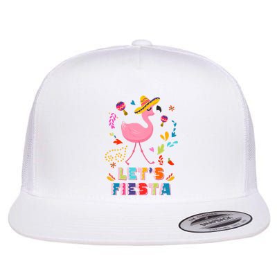 Let's Fiesta Flamingo Cinco De Mayo Flat Bill Trucker Hat