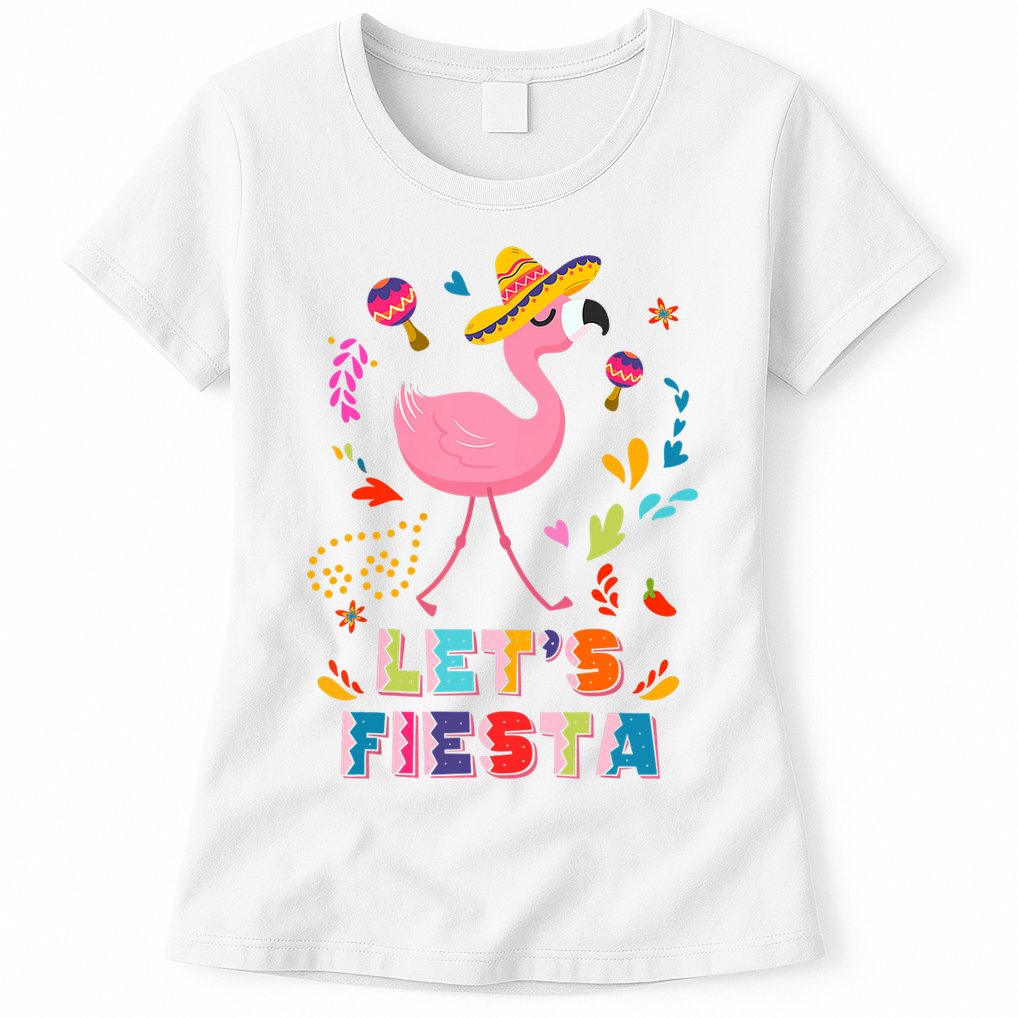 Let's Fiesta Flamingo Cinco De Mayo Womens T-Shirt