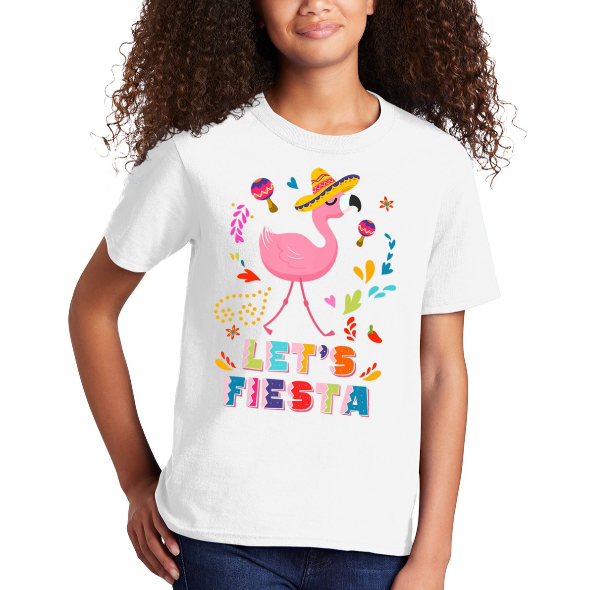Let's Fiesta Flamingo Cinco De Mayo Kids T-Shirt