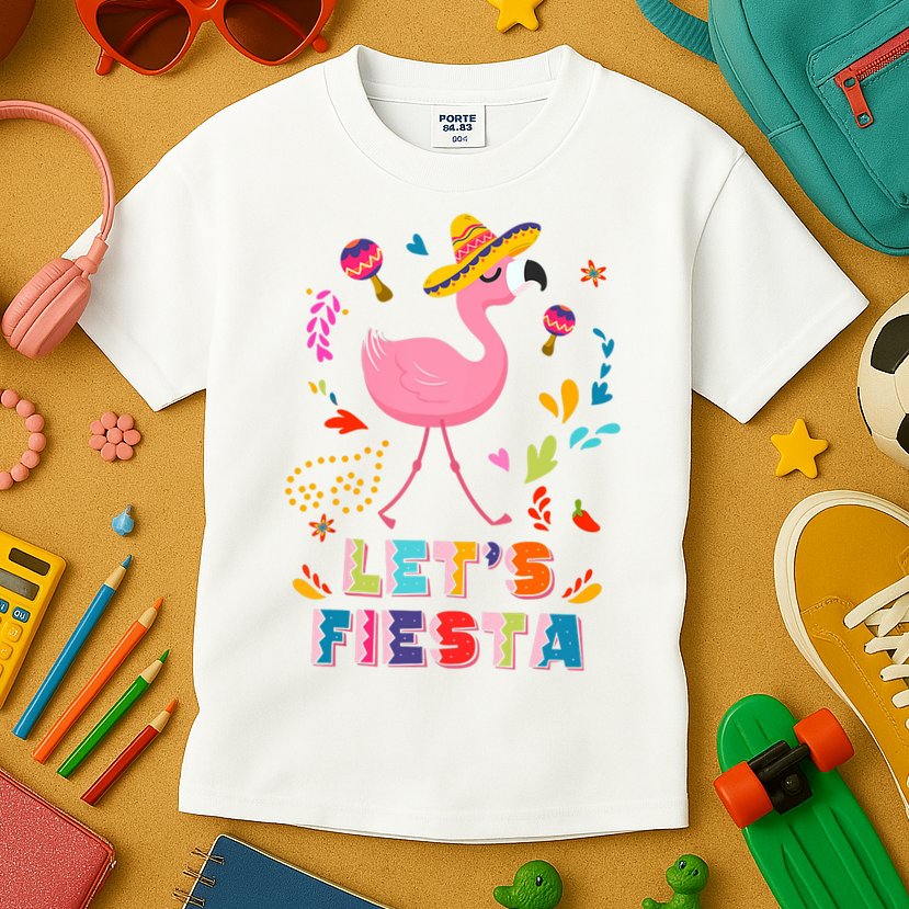 Let's Fiesta Flamingo Cinco De Mayo Kids T-Shirt