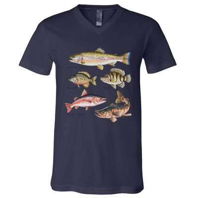 Lake Fish Field Guide Cute Fish Biologist Future Fisherman V-Neck T-Shirt