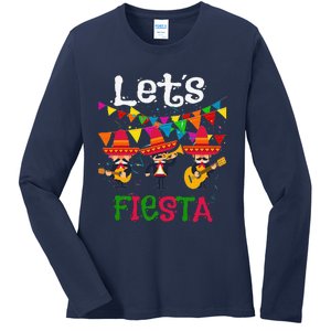 Let´s Fiesta Funny Cinco De Mayo Mexican Mariachi Ladies Long Sleeve Shirt