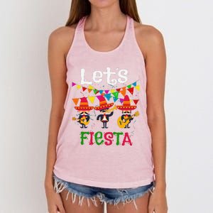 Let´s Fiesta Funny Cinco De Mayo Mexican Mariachi Women's Knotted Racerback Tank