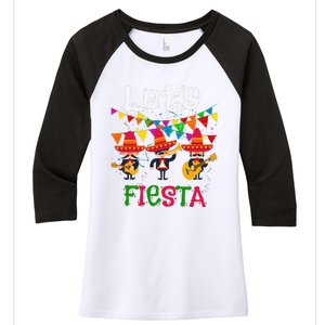 Let´s Fiesta Funny Cinco De Mayo Mexican Mariachi Women's Tri-Blend 3/4-Sleeve Raglan Shirt