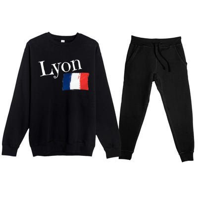 Lyon France Flag French City Of Lyon Premium Crewneck Sweatsuit Set