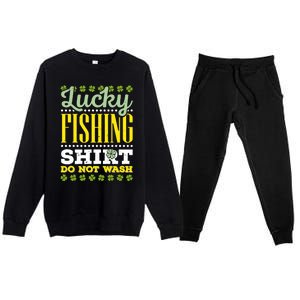 Lucky Fishing Funny Gift Ireland Irish Leaf St Patrick Fisher Gift Premium Crewneck Sweatsuit Set