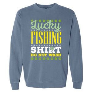 Lucky Fishing Funny Gift Ireland Irish Leaf St Patrick Fisher Gift Garment-Dyed Sweatshirt