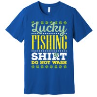 Lucky Fishing Funny Gift Ireland Irish Leaf St Patrick Fisher Gift Premium T-Shirt