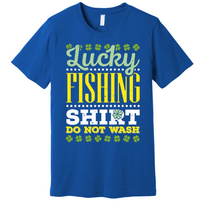 Lucky Fishing Funny Gift Ireland Irish Leaf St Patrick Fisher Gift Premium T-Shirt