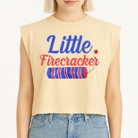 Little Firecracker Funny 4th Of July Garment-Dyed Women's Muscle Tee