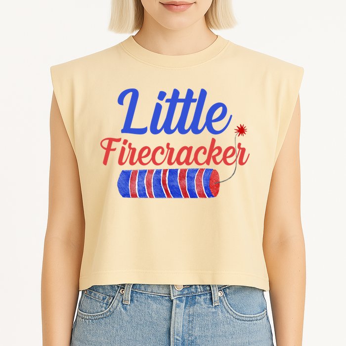Little Firecracker Funny 4th Of July Garment-Dyed Women's Muscle Tee