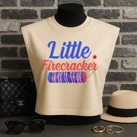 Little Firecracker Funny 4th Of July Garment-Dyed Women's Muscle Tee